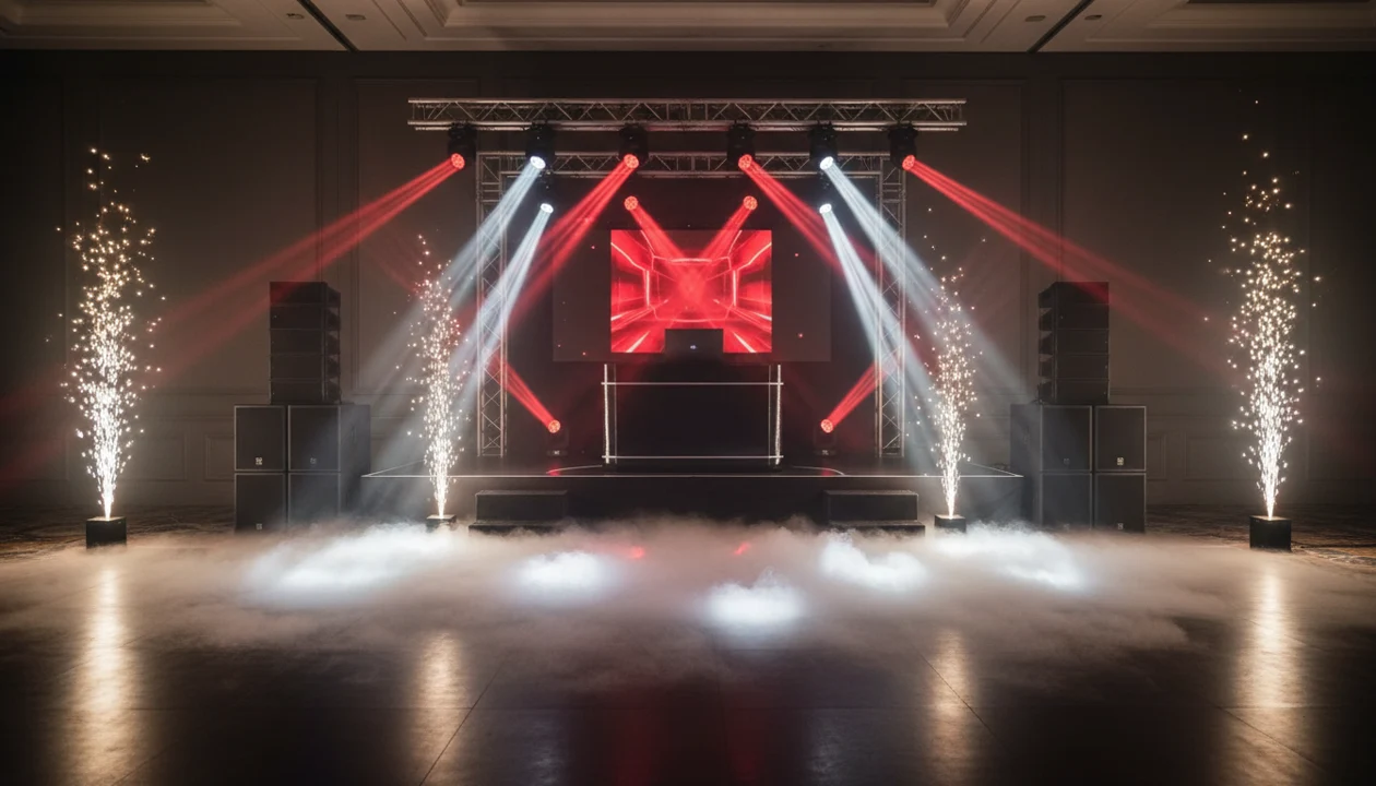 Concepto ilustrativo de sonido e iluminación del paquete Full